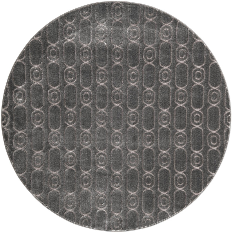 Metropolitan Matrix Collection Area Rug - Cosmopolis Round Gray and Silver lifestyle 79