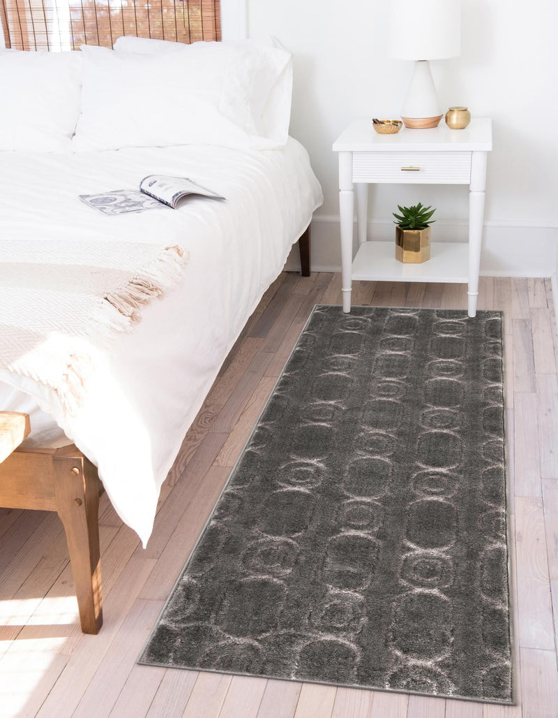 Metropolitan Matrix Collection Area Rug - Cosmopolis (Black and Silver) Runner Gray and Silver lifestyle 165