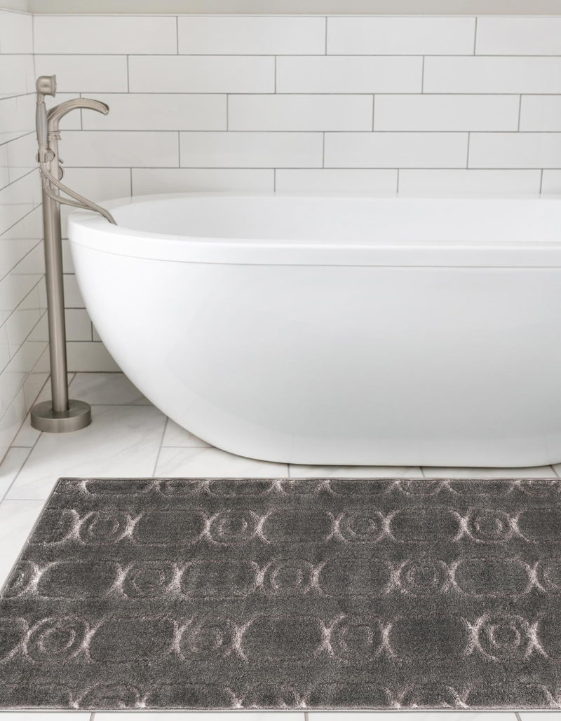 Metropolitan Matrix Collection Area Rug - Cosmopolis (Black and Silver) Runner Gray and Silver lifestyle 179