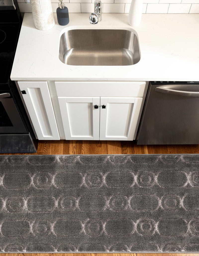 Metropolitan Matrix Collection Area Rug - Cosmopolis (Black and Silver) Runner Gray and Silver lifestyle 193