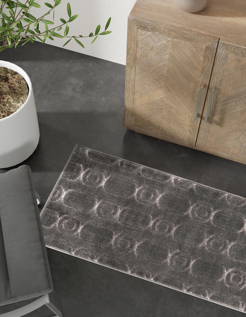Metropolitan Matrix Collection Area Rug - Cosmopolis (Black and Silver) Runner Gray and Silver lifestyle 221