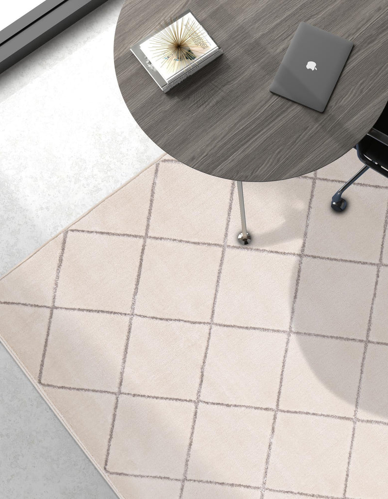 Metropolitan Matrix Collection Area Rug - Urbana Rectangle White and Silver lifestyle 41