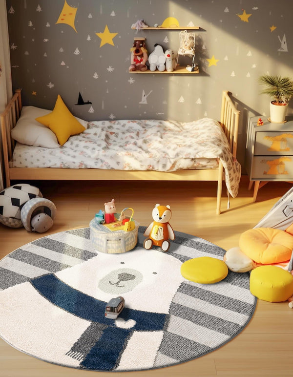 Wonder Tykes Collection Area Rug - Dreamland Round Gray lifestyle 22