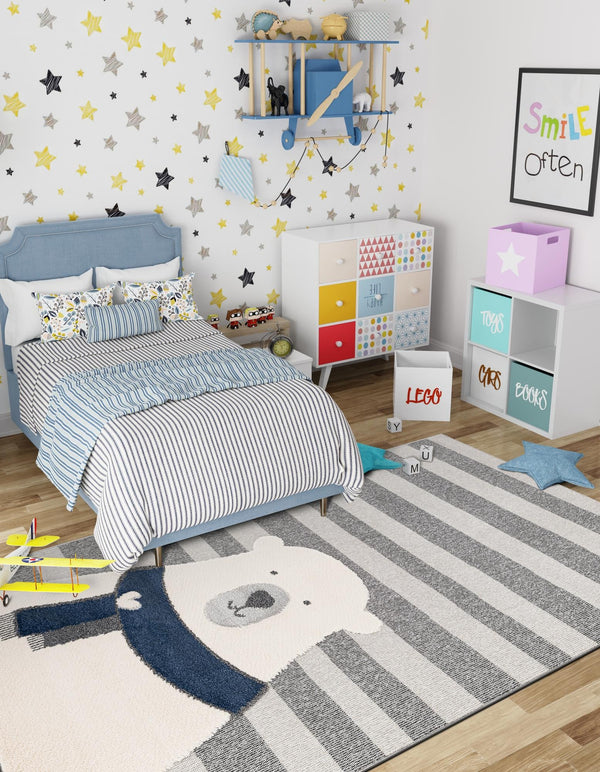 Wonder Tykes Collection Area Rug - Dreamland Rectangle Gray lifestyle 6