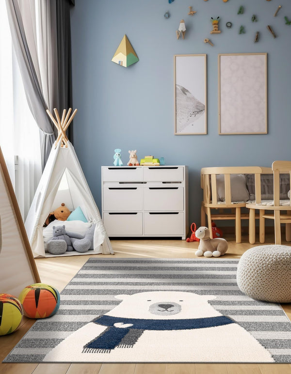 Wonder Tykes Collection Area Rug - Dreamland Rectangle Gray lifestyle 10