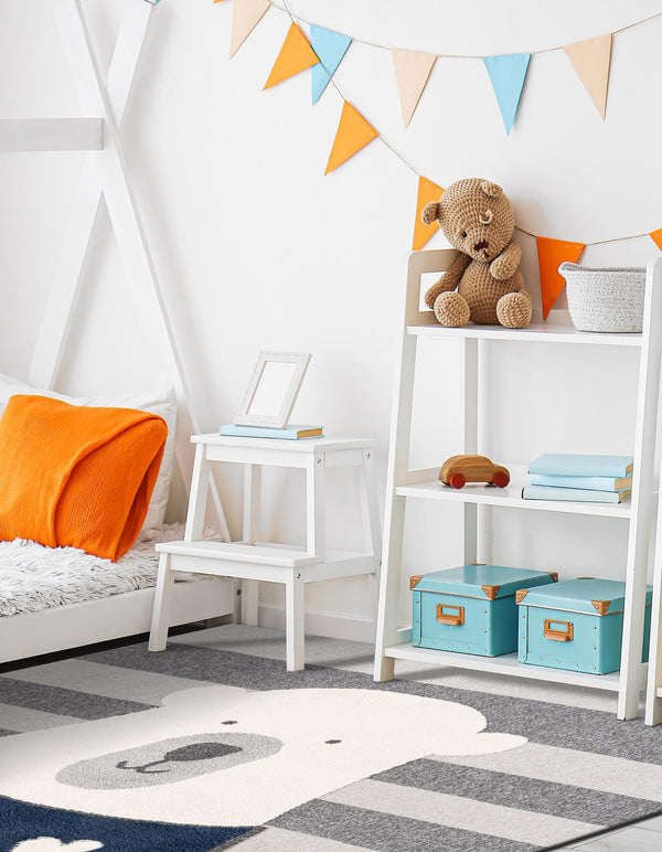 Wonder Tykes Collection Area Rug - Dreamland Square Gray lifestyle 33