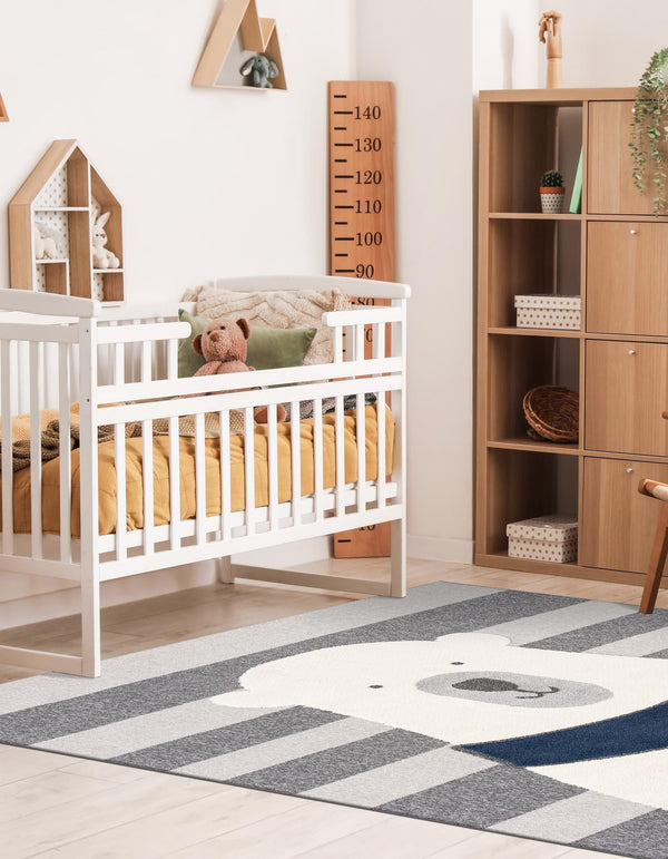 Wonder Tykes Collection Area Rug - Dreamland Square Gray lifestyle 45