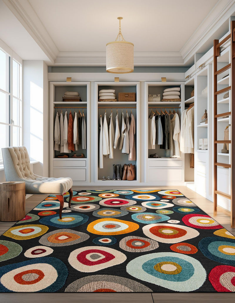 Outdoor Marrakesh Collection Area Rug - Chefchaouen Rectangle Multi Black lifestyle 5