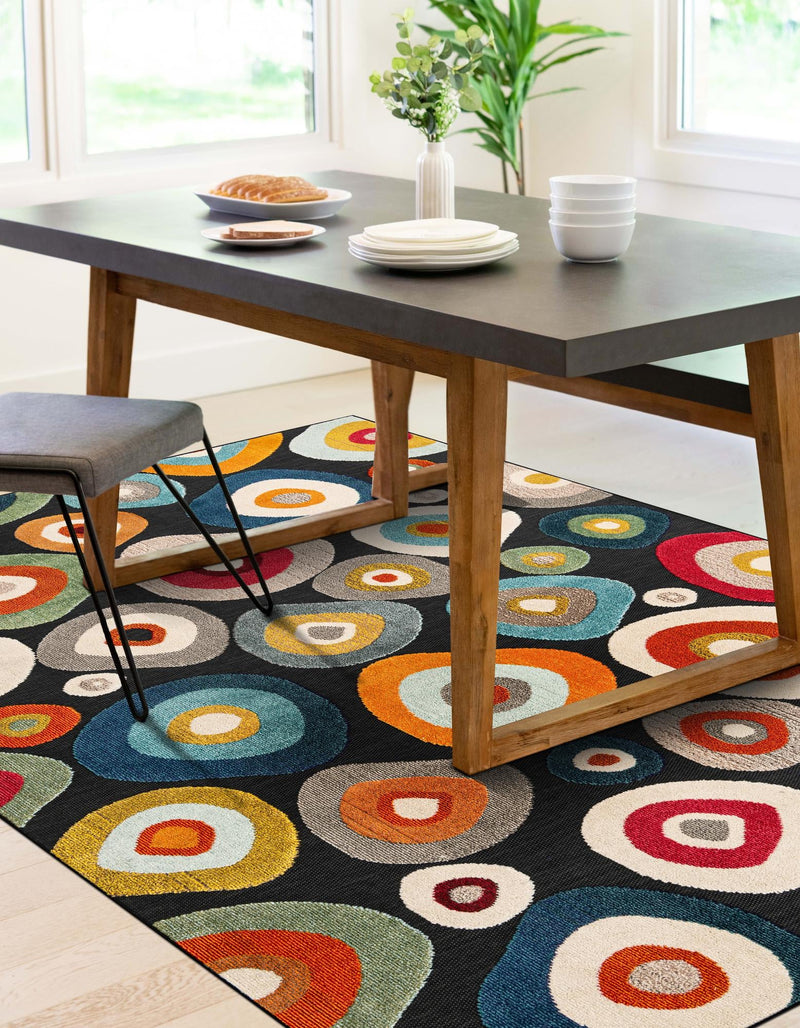 Outdoor Marrakesh Collection Area Rug - Chefchaouen Rectangle Multi Black lifestyle 9