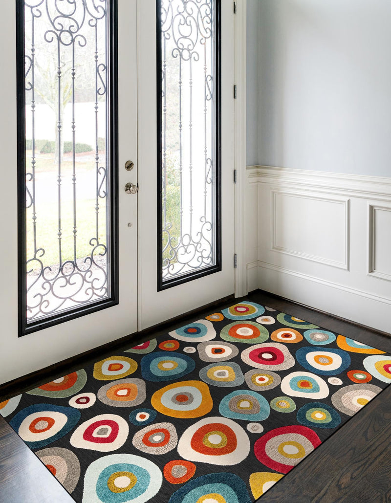 Outdoor Marrakesh Collection Area Rug - Chefchaouen Rectangle Multi Black lifestyle 13
