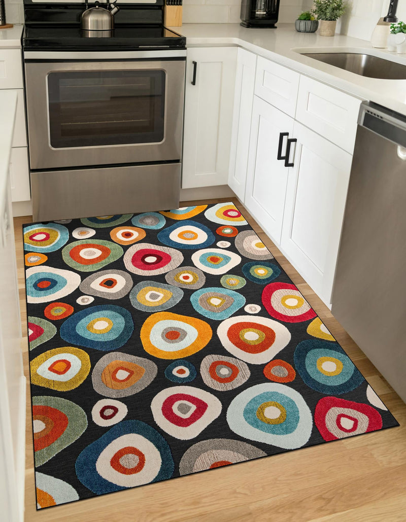 Outdoor Marrakesh Collection Area Rug - Chefchaouen Rectangle Multi Black lifestyle 17