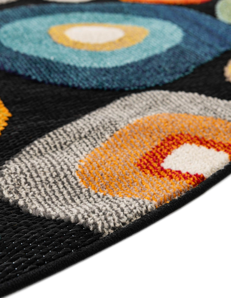 Outdoor Marrakesh Collection Area Rug - Chefchaouen Round Multi Black lifestyle 103