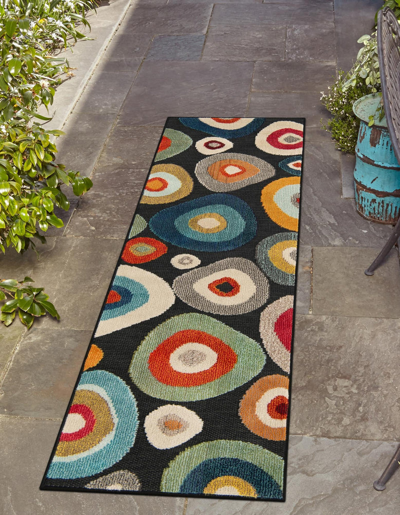 Outdoor Marrakesh Collection Area Rug - Chefchaouen Runner Multi Black lifestyle 46