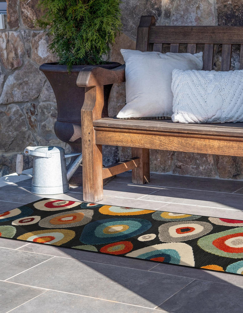 Outdoor Marrakesh Collection Area Rug - Chefchaouen Runner Multi Black lifestyle 58