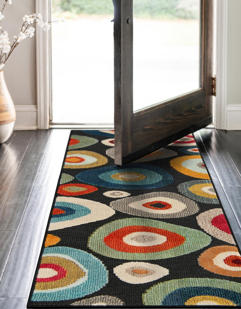 Outdoor Marrakesh Collection Area Rug - Chefchaouen Runner Multi Black lifestyle 64