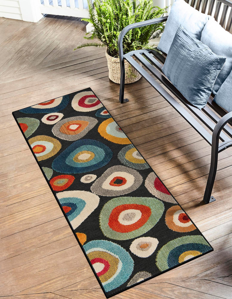 Outdoor Marrakesh Collection Area Rug - Chefchaouen Runner Multi Black lifestyle 70
