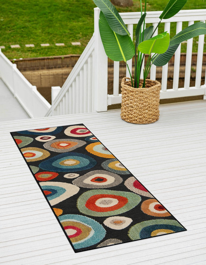 Outdoor Marrakesh Collection Area Rug - Chefchaouen Runner Multi Black lifestyle 82