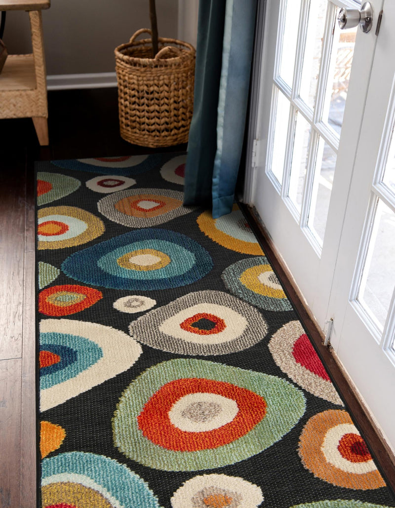Outdoor Marrakesh Collection Area Rug - Chefchaouen Runner Multi Black lifestyle 88