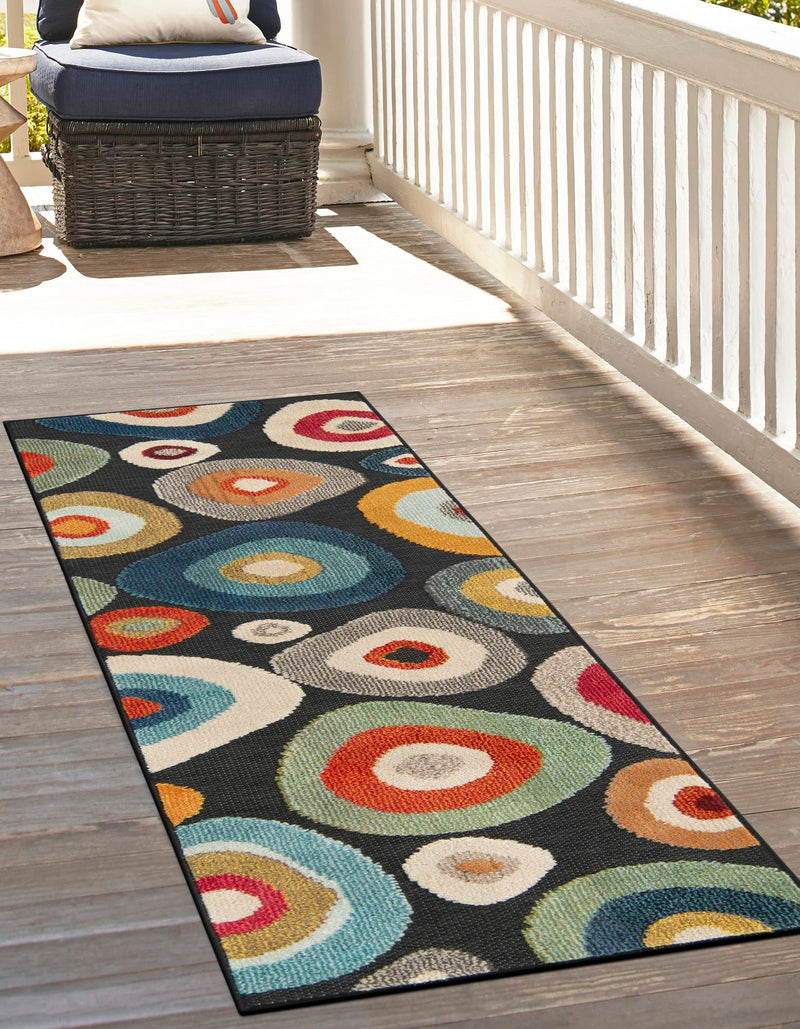 Outdoor Marrakesh Collection Area Rug - Chefchaouen Runner Multi Black lifestyle 94