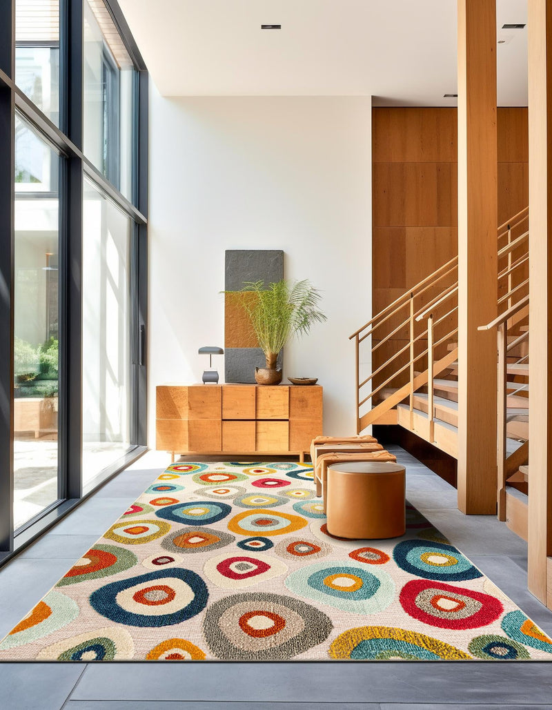 Outdoor Marrakesh Collection Area Rug - Chefchaouen Rectangle Multi Beige lifestyle 8