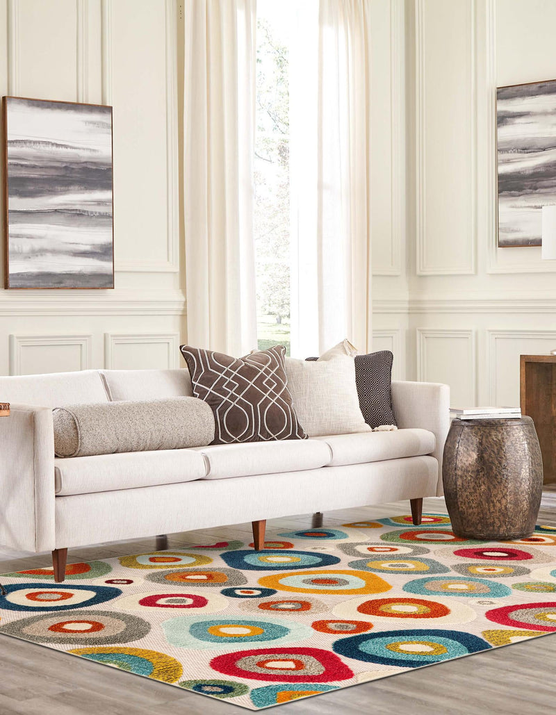 Outdoor Marrakesh Collection Area Rug - Chefchaouen Rectangle Multi Beige lifestyle 12
