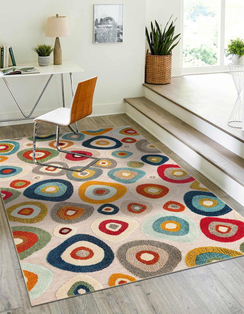 Outdoor Marrakesh Collection Area Rug - Chefchaouen Rectangle Multi Beige lifestyle 16