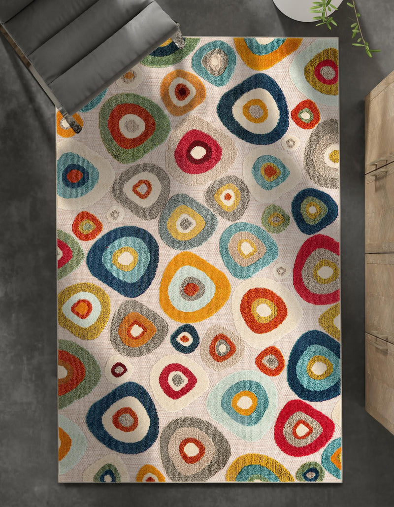 Outdoor Marrakesh Collection Area Rug - Chefchaouen Rectangle Multi Beige lifestyle 20