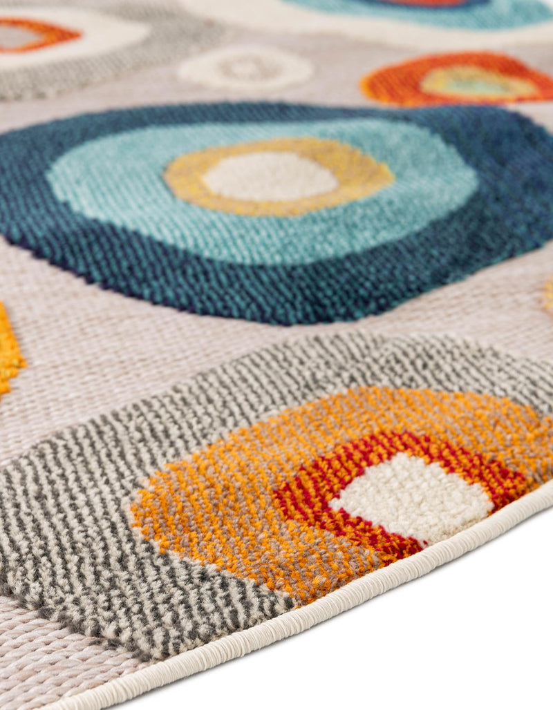 Outdoor Marrakesh Collection Area Rug - Chefchaouen Round Multi Beige lifestyle 102