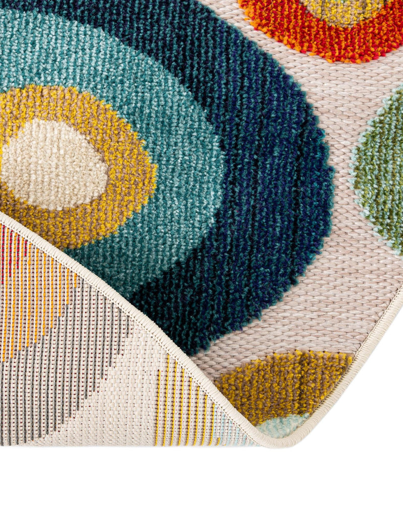 Outdoor Marrakesh Collection Area Rug - Chefchaouen Round Multi Beige lifestyle 104