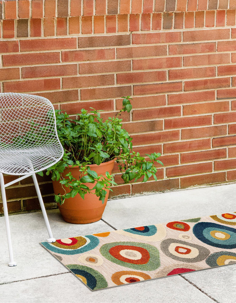 Outdoor Marrakesh Collection Area Rug - Chefchaouen Runner Multi Beige lifestyle 55