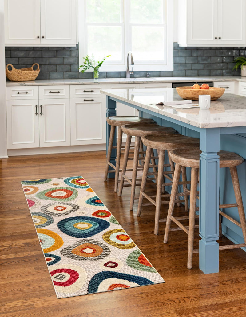 Outdoor Marrakesh Collection Area Rug - Chefchaouen Runner Multi Beige lifestyle 61
