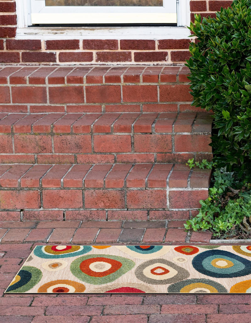 Outdoor Marrakesh Collection Area Rug - Chefchaouen Runner Multi Beige lifestyle 67