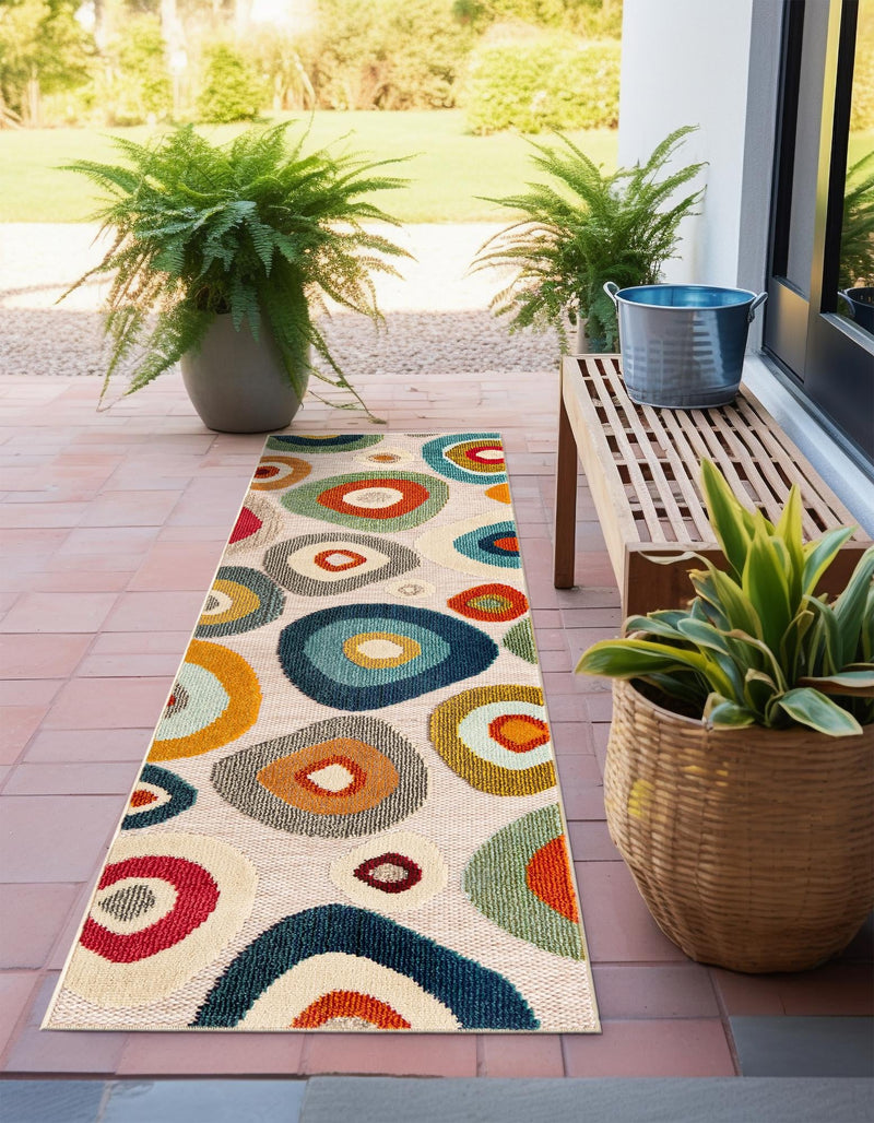 Outdoor Marrakesh Collection Area Rug - Chefchaouen Runner Multi Beige lifestyle 79