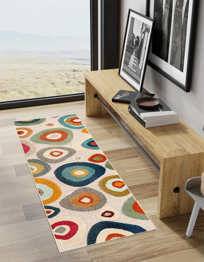 Outdoor Marrakesh Collection Area Rug - Chefchaouen Runner Multi Beige lifestyle 85