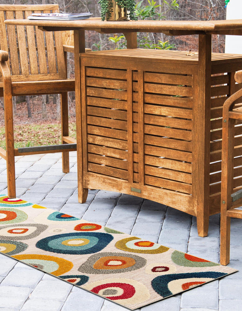 Outdoor Marrakesh Collection Area Rug - Chefchaouen Runner Multi Beige lifestyle 91