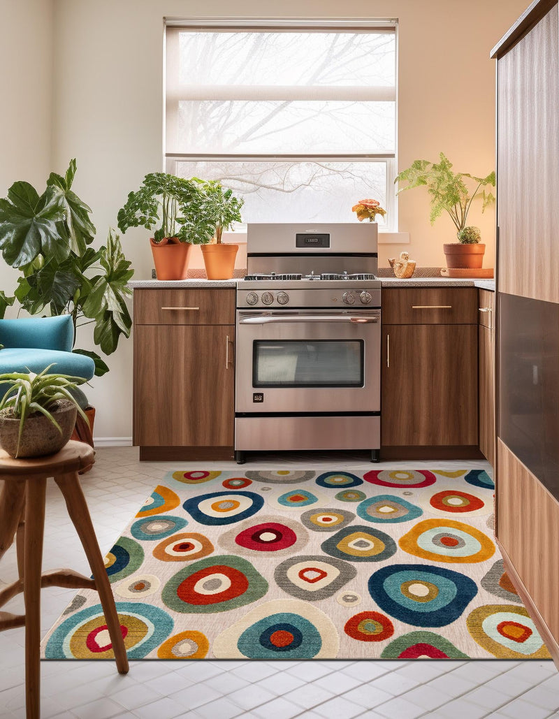 Outdoor Marrakesh Collection Area Rug - Chefchaouen Square Multi Beige lifestyle 62