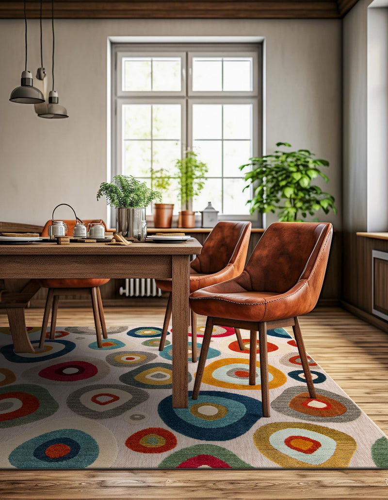 Outdoor Marrakesh Collection Area Rug - Chefchaouen Square Multi Beige lifestyle 98