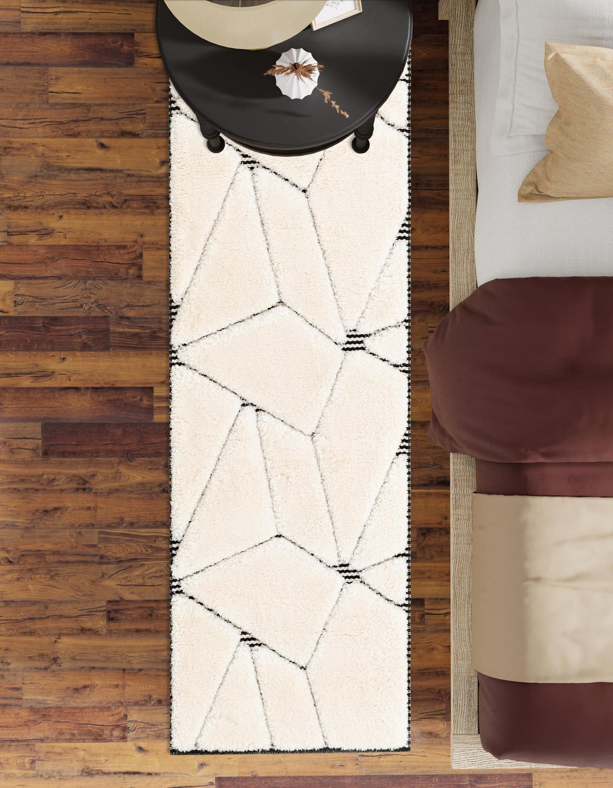 Monochrome Collection Area Rug - Onyx Runner Ivory White lifestyle 104