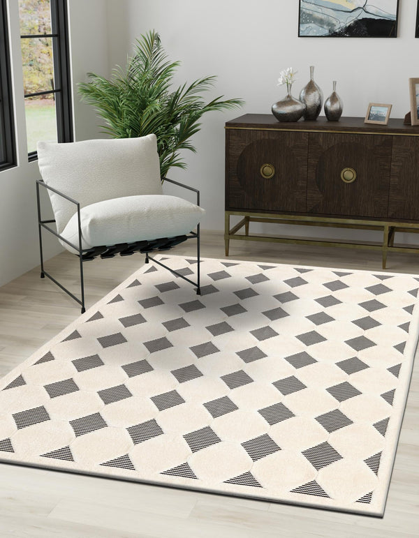 Monochrome Collection Area Rug - Quartz Rectangle Black and White lifestyle 2