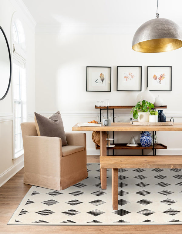 Monochrome Collection Area Rug - Quartz Rectangle Black and White lifestyle 4