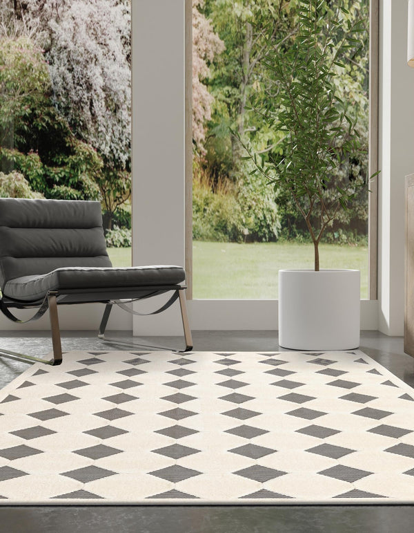 Monochrome Collection Area Rug - Quartz Rectangle Black and White lifestyle 8