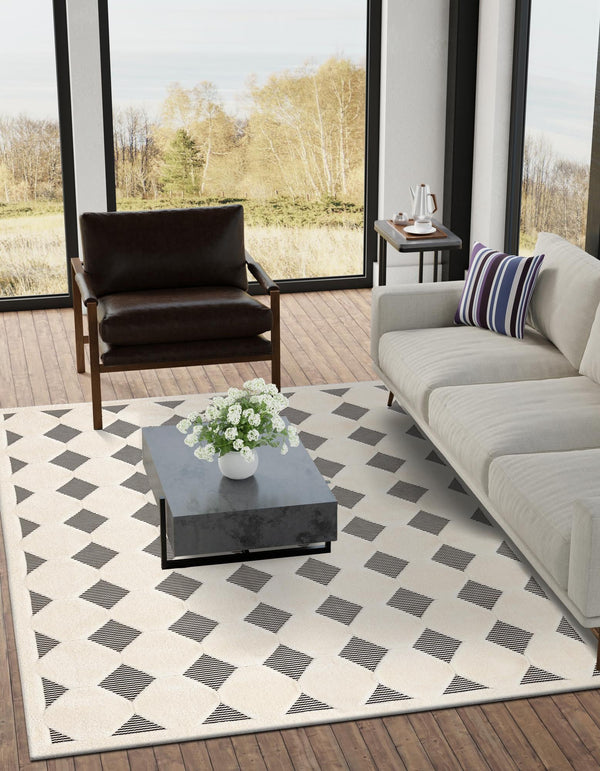 Monochrome Collection Area Rug - Quartz Rectangle Black and White lifestyle 9
