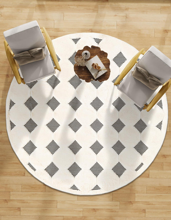 Monochrome Collection Area Rug - Quartz Round Black and White lifestyle 49