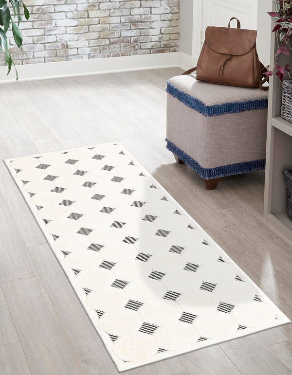 Monochrome Collection Area Rug - Quartz Runner Black and White lifestyle 23