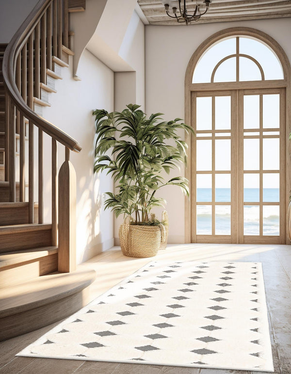 Monochrome Collection Area Rug - Quartz Runner Black and White lifestyle 29