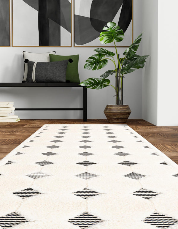 Monochrome Collection Area Rug - Quartz Runner Black and White lifestyle 35