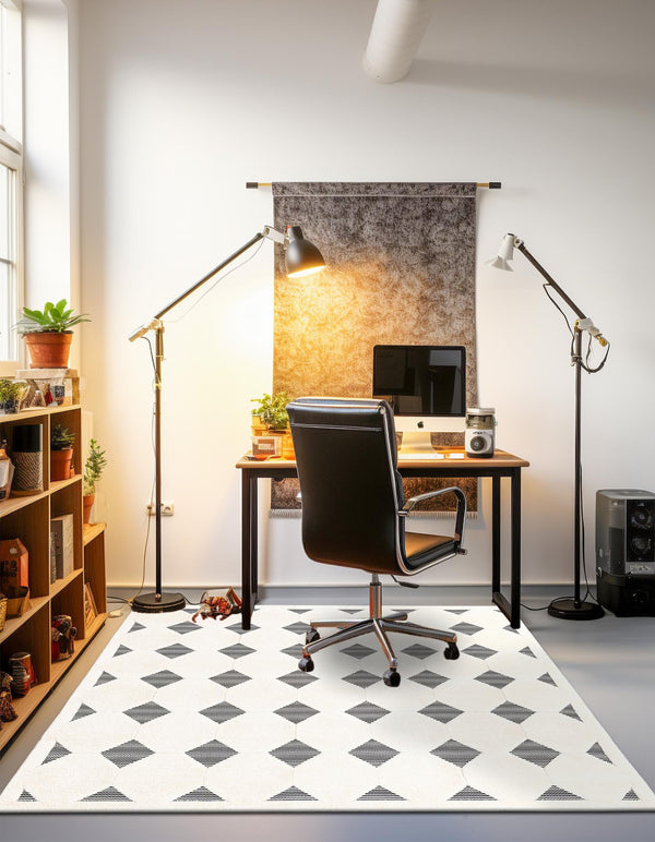 Monochrome Collection Area Rug - Quartz Square Black and White lifestyle 27