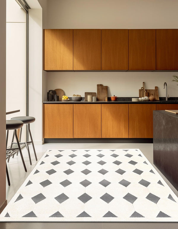 Monochrome Collection Area Rug - Quartz Square Black and White lifestyle 39