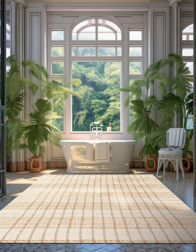 Sequoia Handwoven Jute Collection Area Rug - Mendocino Rectangle Ivory lifestyle 3