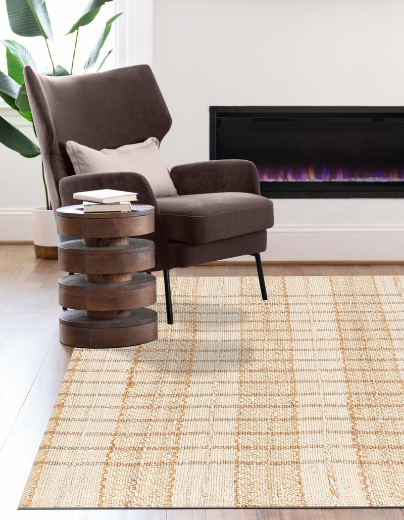 Sequoia Handwoven Jute Collection Area Rug - Mendocino Rectangle Ivory lifestyle 6